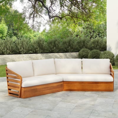 Christopher Knight Home - Drusilla Acacia Wood Patio V Sofa Set