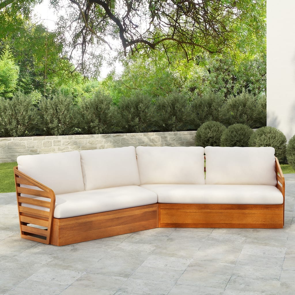 Christopher Knight Home - Drusilla Acacia Wood Patio V Sofa Set