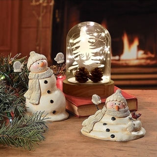 Lighted Snowy White Christmas Tree Battery-Operated Glass Globe Holiday Decoration - 7.9" H x 5.5" W x 5.5" D