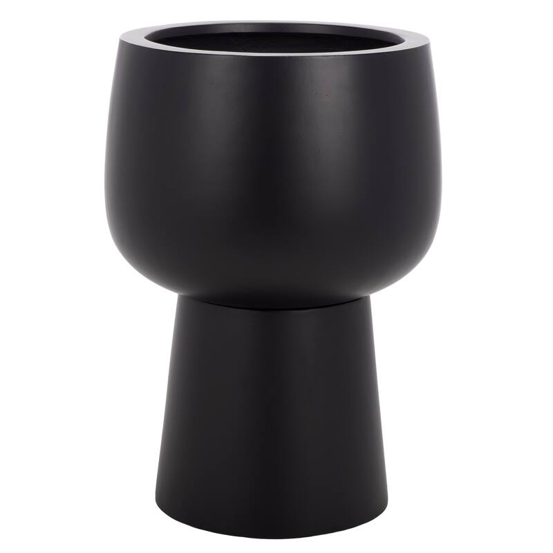 SAFAVIEH Outdoor Living Olivia Pedestal Planter - 17"W x 17"D x 23"H - Black