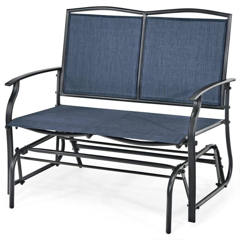 Gymax Patio Glider Rocking Bench Double 2 Person Chair Loveseat Garden - Blue