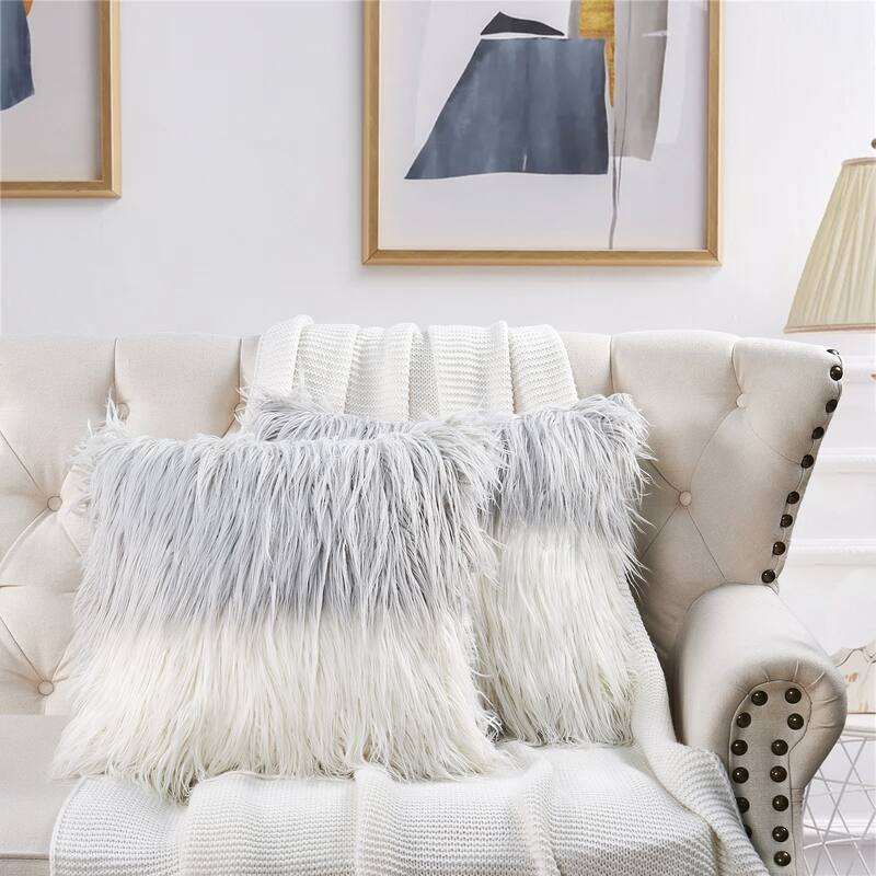 Tie Dyed Lamb Shaggy FauxFur 2 pc Pillow Shell, NO INSERT