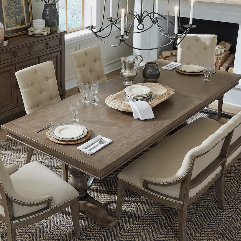 Americana Farmhouse Dusty Taupe Trestle Table