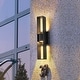 preview thumbnail 2 of 8, Modern Black Dimmable LED Outdoor Wall Sconce - 15.7 in.