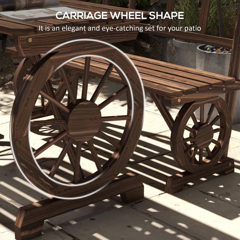 4-Person Patio Table and Chairs, Wagon Wheel Design, Outdoor Garden