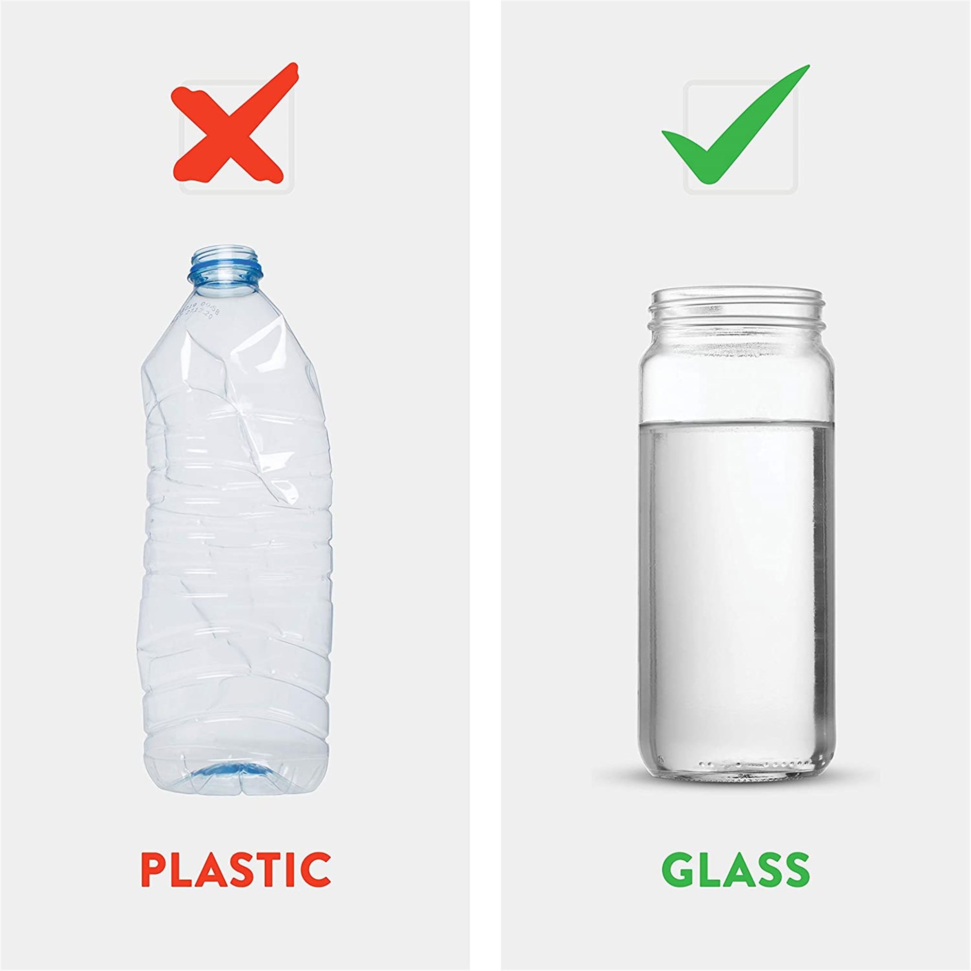 Travel Glass Drinking Bottle 10 Ounce Plastic Airtight Lids