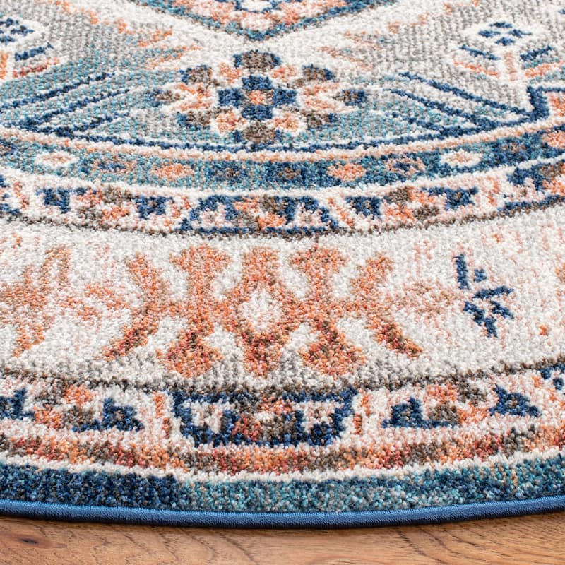 SAFAVIEH Crystal Franchette Oriental Rug - 6'7" Round - Ivory/Blue - Round