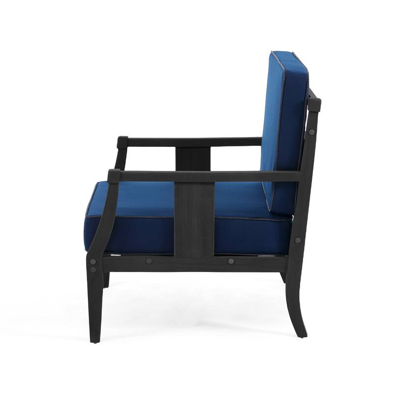 3-Piece Teak Wood Outdoor Armchair Set with Side Table, Cushions, Patio Seating Sets