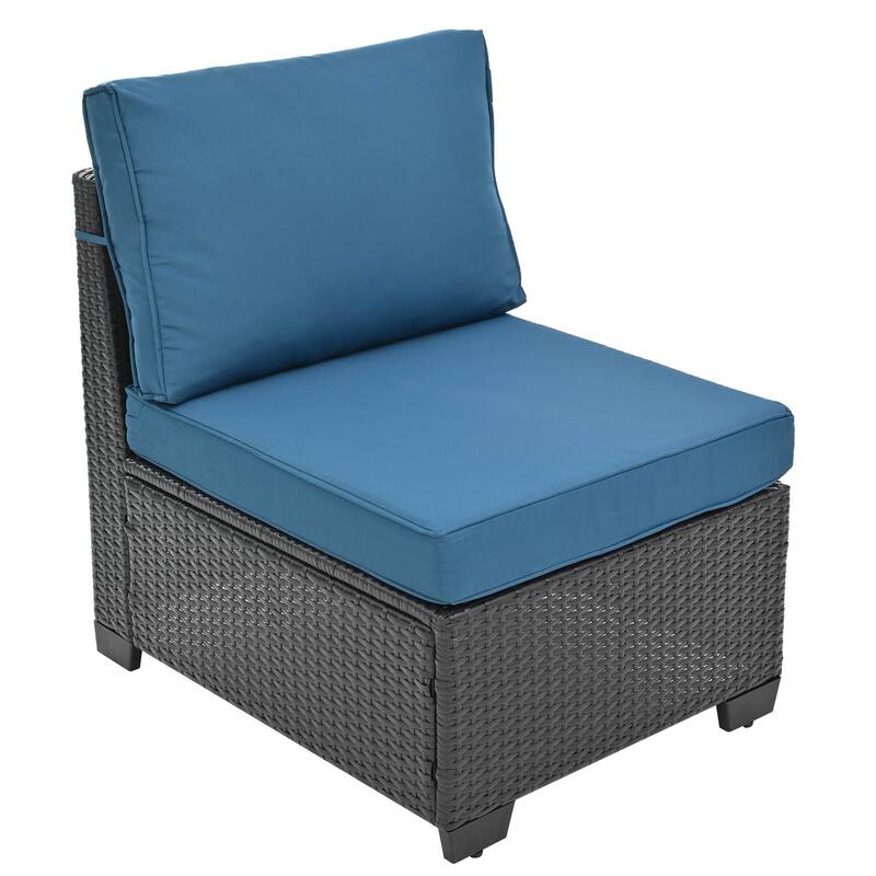 10-Piece Outdoor Rattan Sectional Sofa Set with Storage Table & Cushions