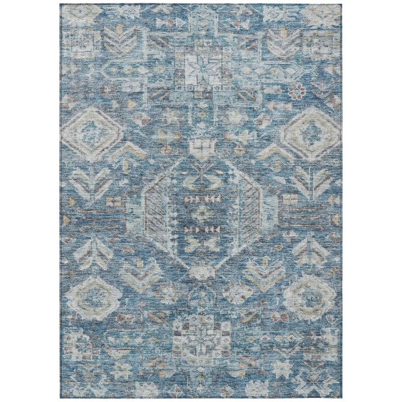 Machine Washable Indoor/ Outdoor Boho Traditional Chantille Rug
