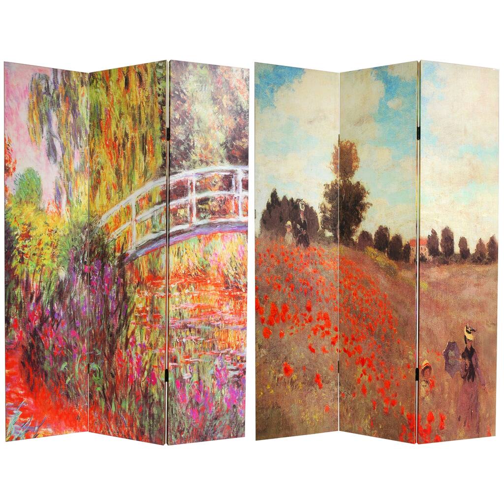 Handmade Canvas Double-sided Monet Paintings Room Divider (China)