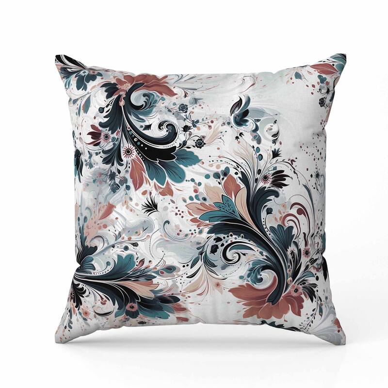 Motif Whirlwinds Faux Suede Reversible Throw Pillow Bronze and Turquoise