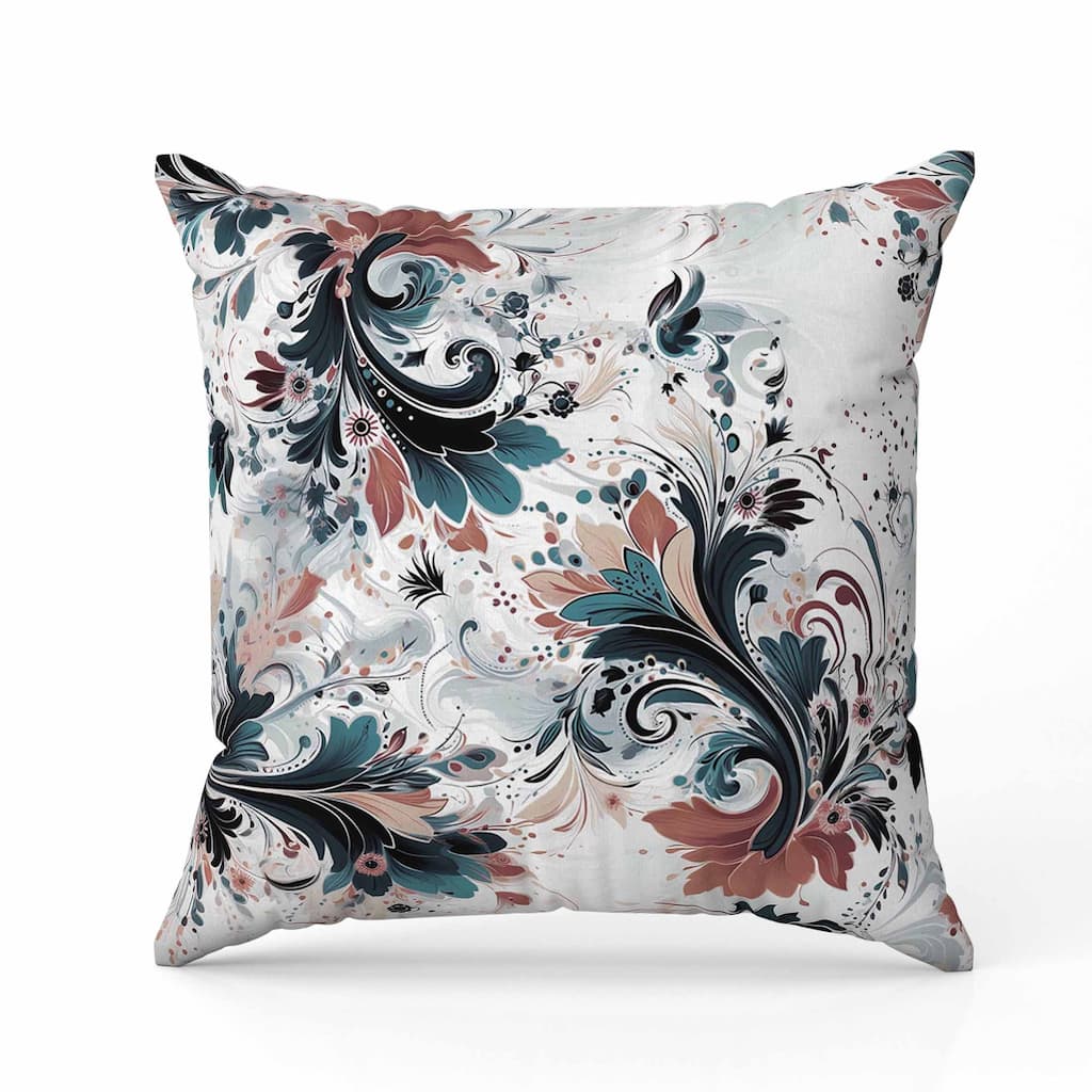 Motif Whirlwinds Indoor/Outdoor Reversible Throw Pillow Bronze and Turquoise