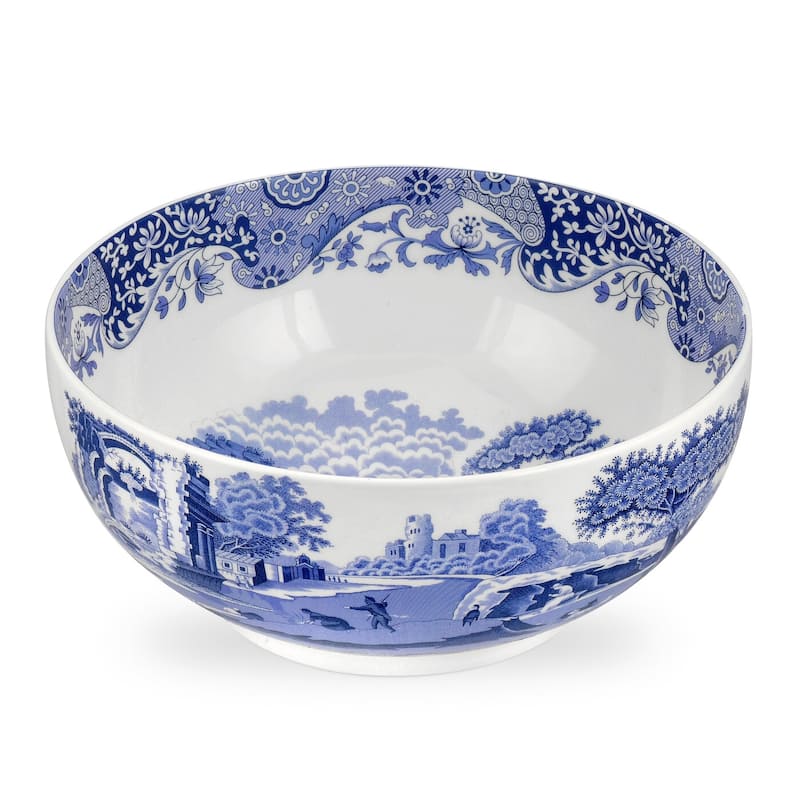 Spode Blue Italian Deep Round Bowl - 10.75" - 10.75" - Blue/White