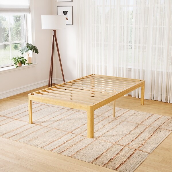 Bamboo Metal Platform Bed Frame, High-Profile Design - On Sale
