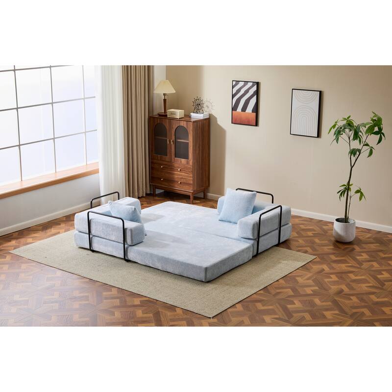 Lounge Sleeper Bed Floor Sofa Bed with Foldable Armrests, Loveseat Sofa Sleeper Sofa Accent Couch Settee