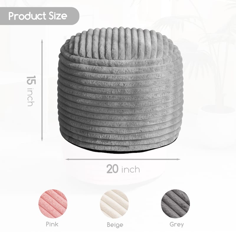 Round Corduroy Pouf Ottoman 20-inch/26inch
