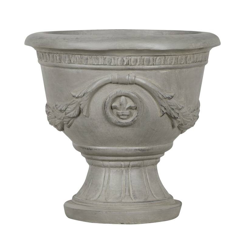 Christopher Knight Home - Classical 16.14"H Outdoor Pedestal Urn Planter with Heraldic Carved Design