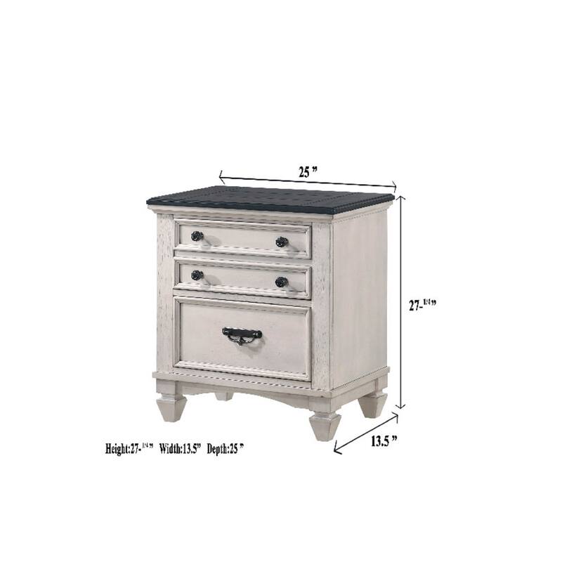 Two-Tone Finish 1-Pc Nightstand End Table Two Storage Drawers