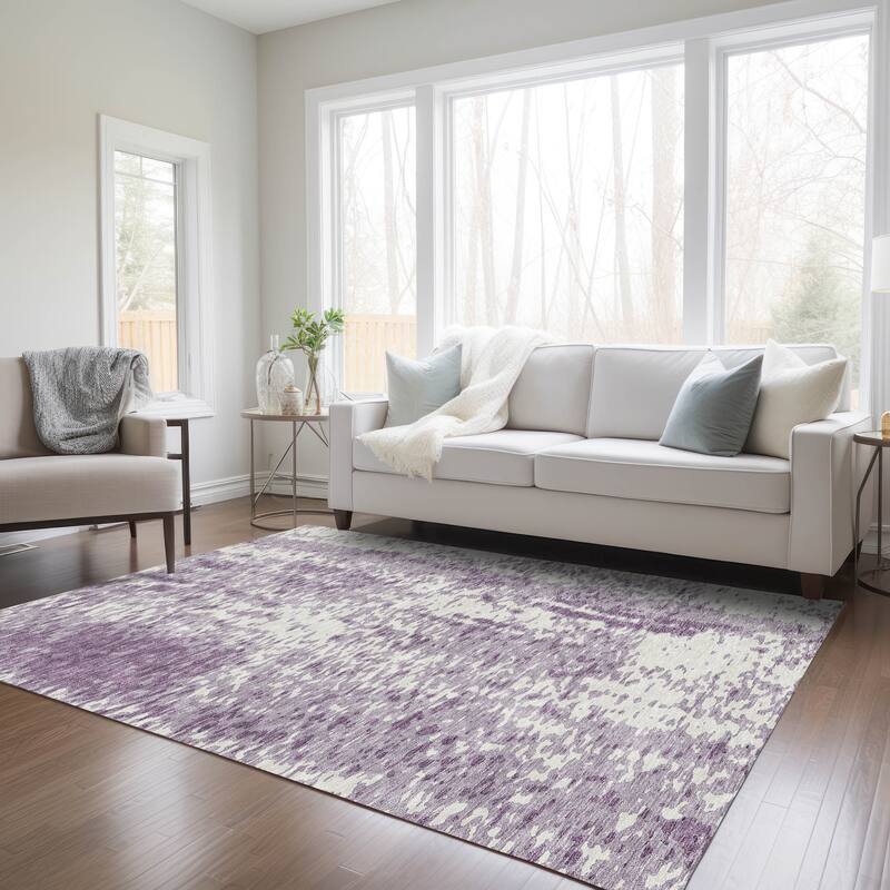 Machine Washable Indoor/ Outdoor Modern Abstract Chantille Rug
