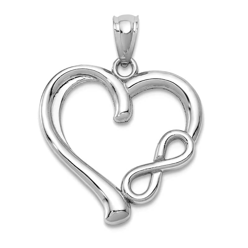 14k Yellow, White or Two Tone Gold 18" Polished Infinity Heart Necklace - 22x17mm - White