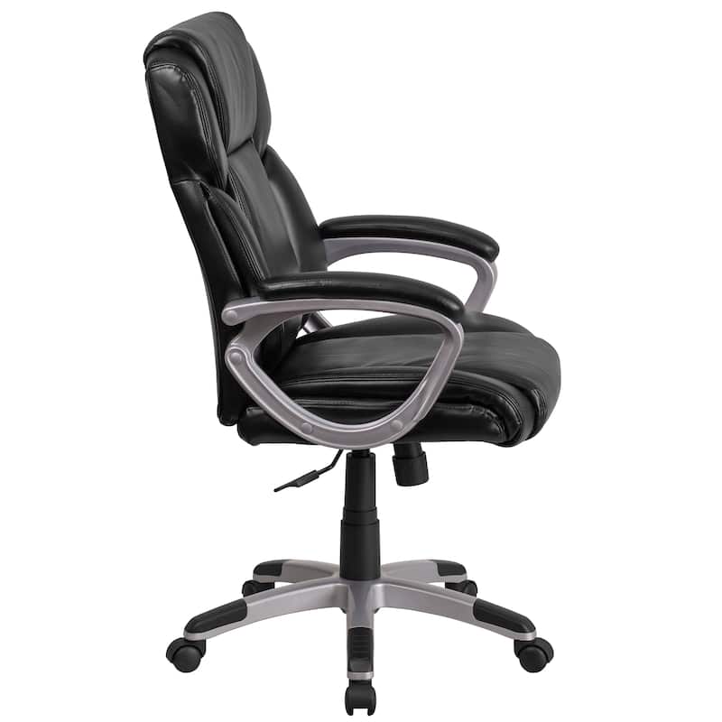 Mid-Back LeatherSoft Executive Swivel Office Chair with Padded Arms