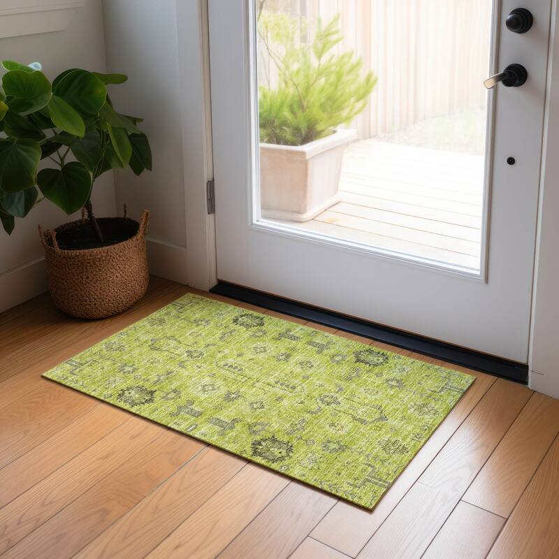 Machine Washable Indoor/ Outdoor Chantille Boho Rug - Aloe - 1'8" x 2'6"