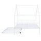 preview thumbnail 11 of 10, Full Size Metal House Bed with Twin Size Trundle & Slats, Kids Bed Frame with Headboard & Footboard, for Kids Girls Boys, White
