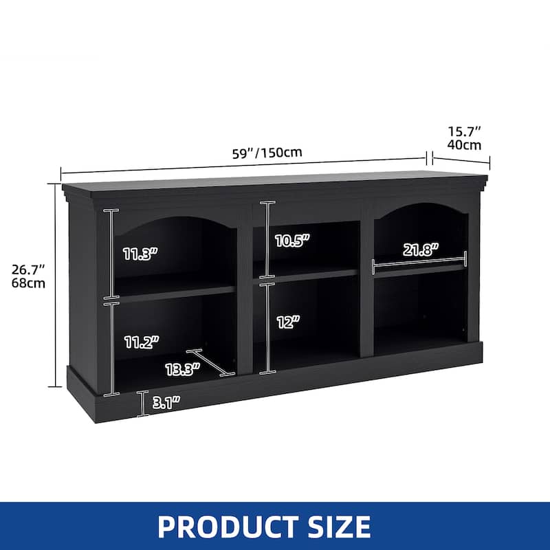 Moasis 70/59"W Farmhouse TV Stand for 75/80" TV, Entertainment Center