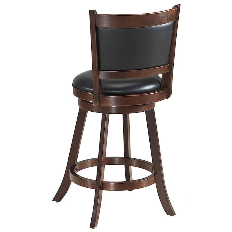 Set of 2 24" Swivel Counter Upholstered Seat Wooden Dining Chairs - 17.5'' x 19'' x 38'' (W x D x H)