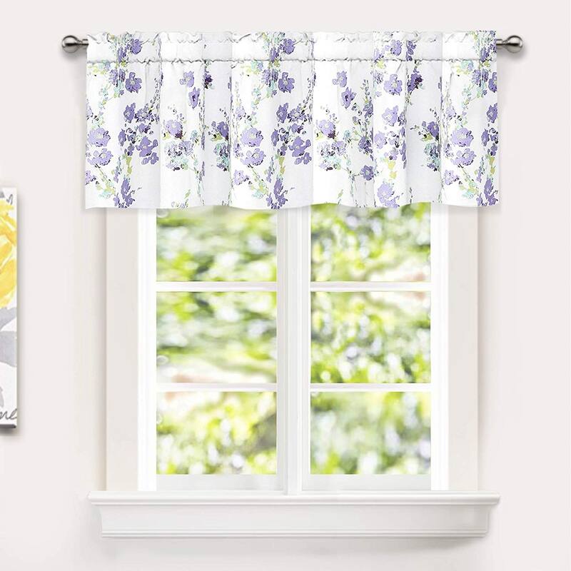 DriftAway Blossom Abstract Floral Ink Painting Lined Window Valance