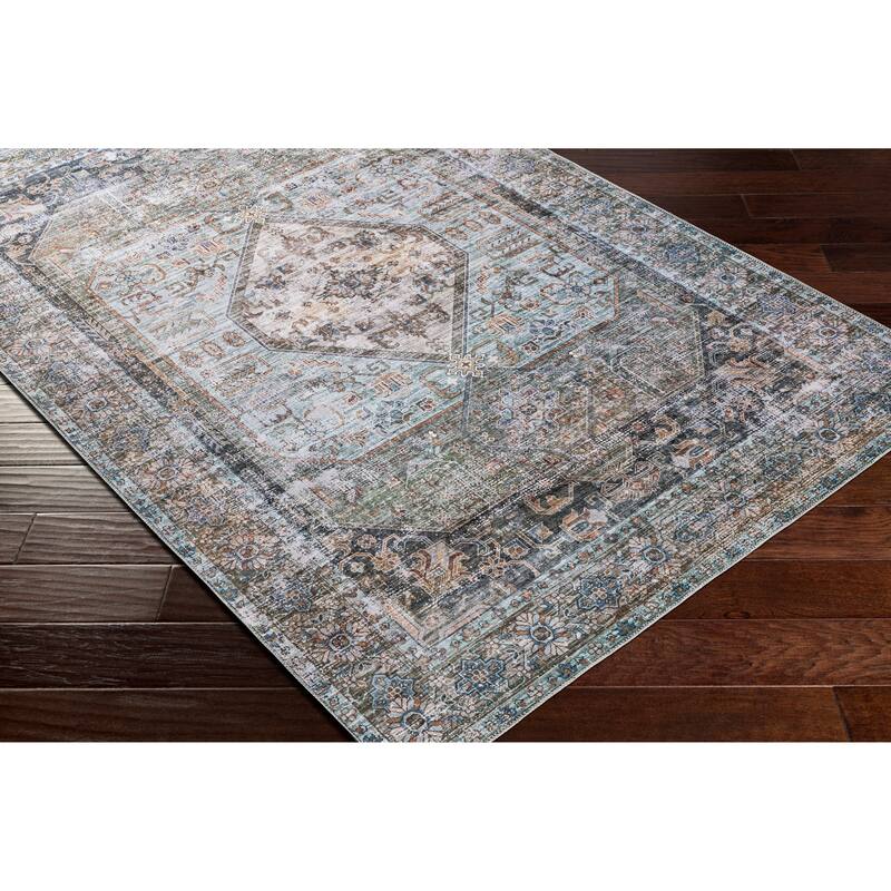 Livabliss Crispin Traditional Medallion Machine Washable Area Rug