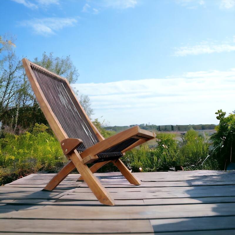 Outdoor Foldable Patio Roping Art Wooden Chair