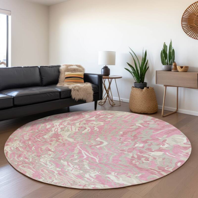 Premium Washable Super Soft Modern Contemporary Mayfield Rug - Pink - 8' x 8'