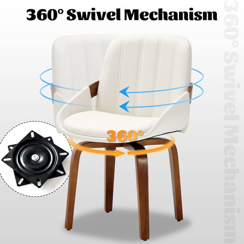 Upholstered Modern Faux Leather Swivel Dining Chairs Bentwood Side Chairs, Set of 2/4/6