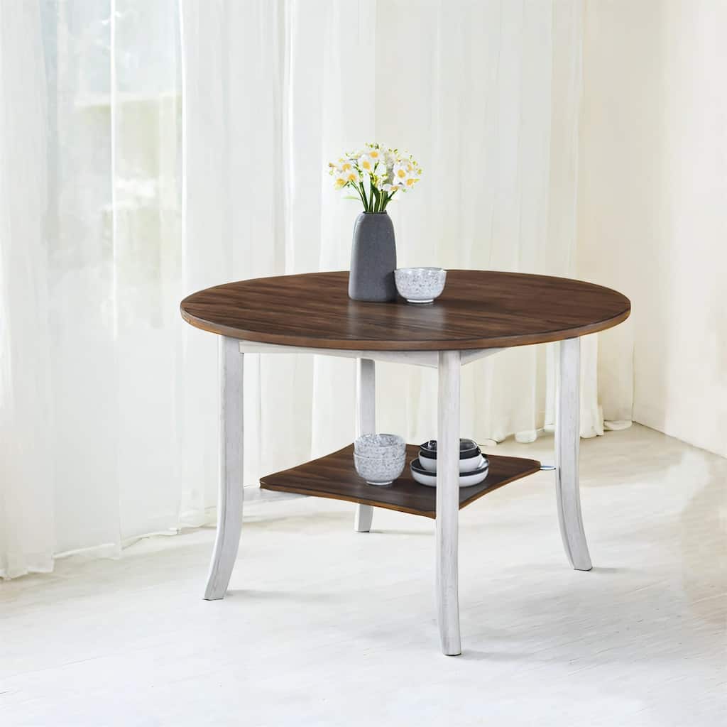45.7Inch Round Dining Table with Shelf