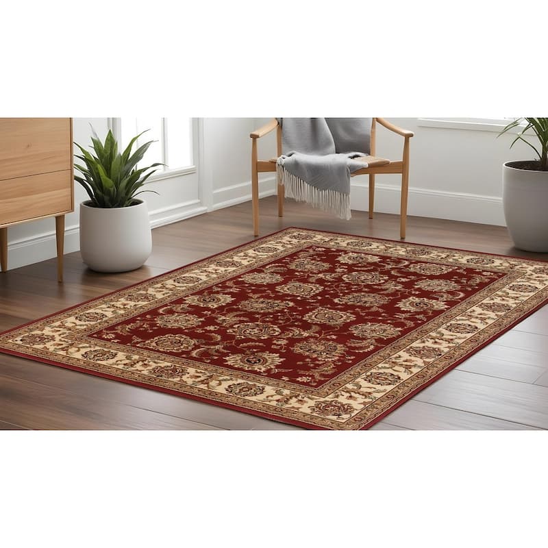 HomeRoots Oriental Traditional Runner Area Rug - Brown/Red - 94.49 in. x 94.49 in.  x 0.43 in. - Square