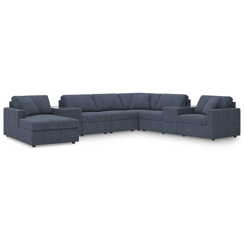 Signature Design by Ashley Modmax 8-Piece Sectional with Chaise and Storage Consoles - 157" W x 124" D x 36" H - Blue - Right Facing
