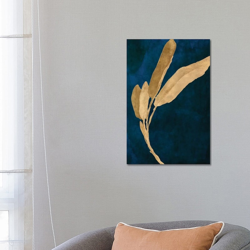 iCanvas "Gold Leaves on Navy III" by Lanie Loreth Canvas Print - 26x18x1.5