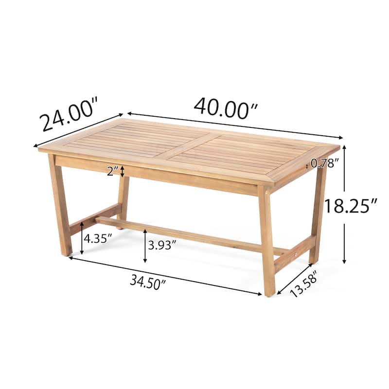 Acacia Wood 4pc Outdoor Chat Set with Loveseat 2 Chairs Coffee Table Water Resistant Cushions