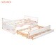 preview thumbnail 17 of 22, Wood Daybed Frame Full Size Sofa Bed with Pull-out Trundle Bed, Wood Slat Support & 3 Storage Drawers, for Livingroom Guest Room