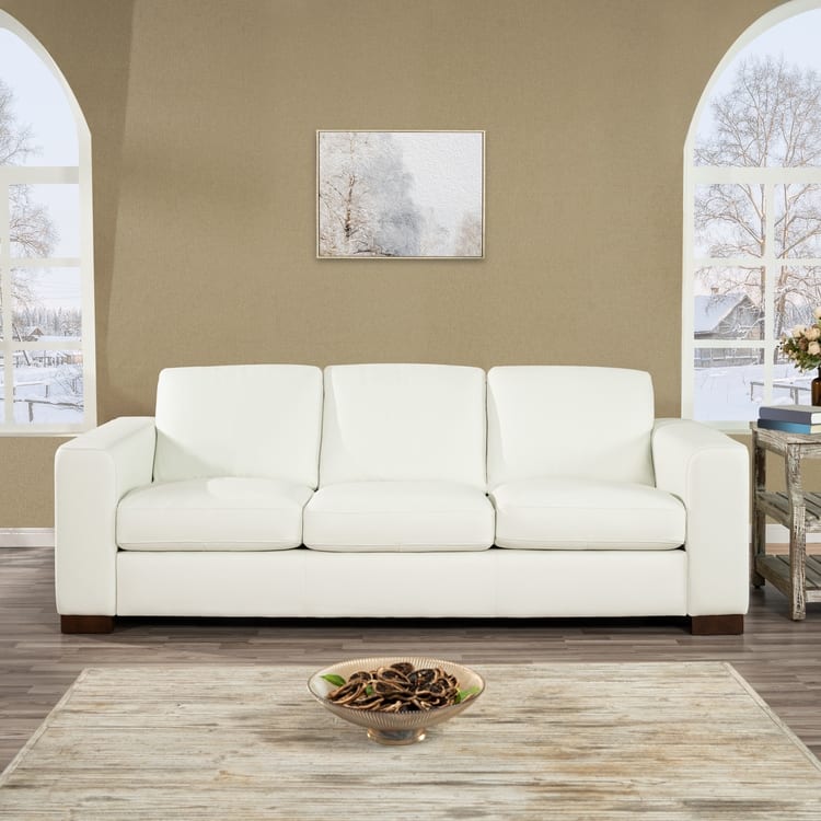Oversized Genuine Leather Sofa - Ultimate Comfort Mid-Century Living Room Sofa Modern Couch with Sturdy Block Legs