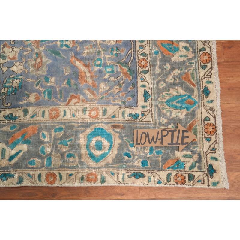 Hand Knotted Oriental 100% Wool Carpet Traditional Floral Navy Blue & Blues Tabriz Area Rug - 6' 4'' X 4' 8''