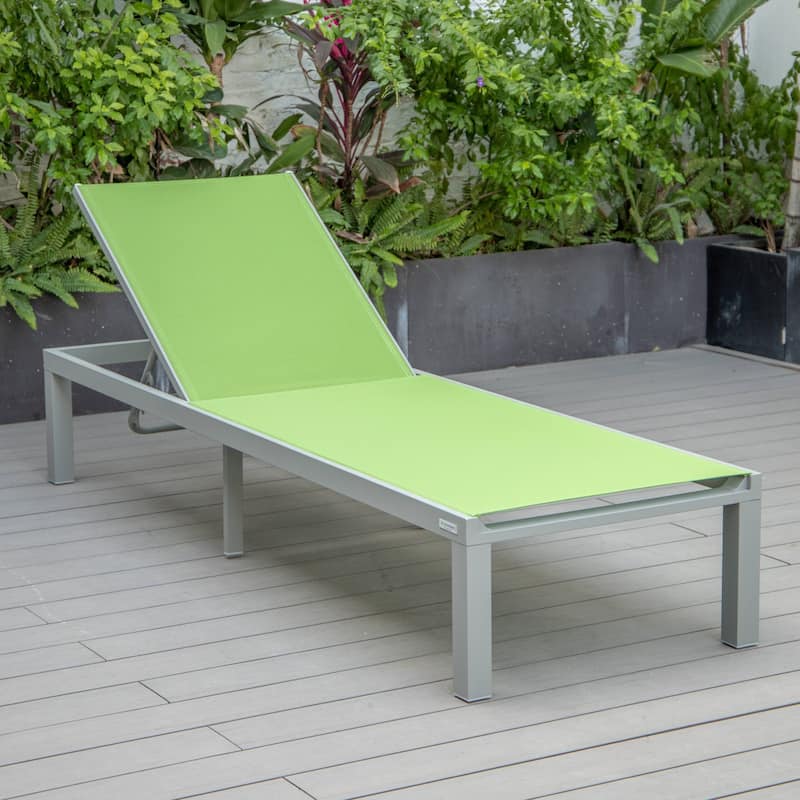Aluminum Beach Pool Sun Lounge Chair Sling Mesh Fabric Reclining Stackable Lounger Chair