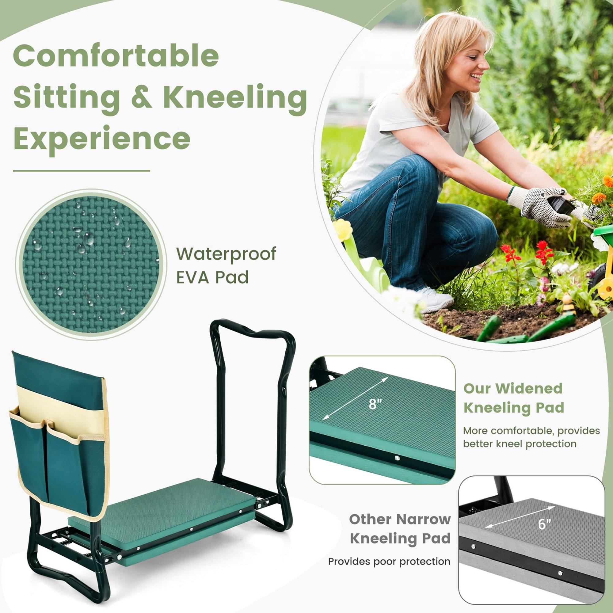 Costway folding sturdy garden kneeler gardener kneeling pad & cushion seat knee pad seat new arrivals