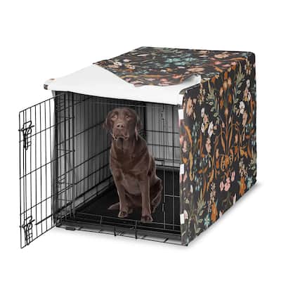 Sweet Jojo Designs Black Boho Wildflower Vintage Floral Girl Dog Crate Kennel Cover 42in. - Orange Teal Botanical Paisley Flower
