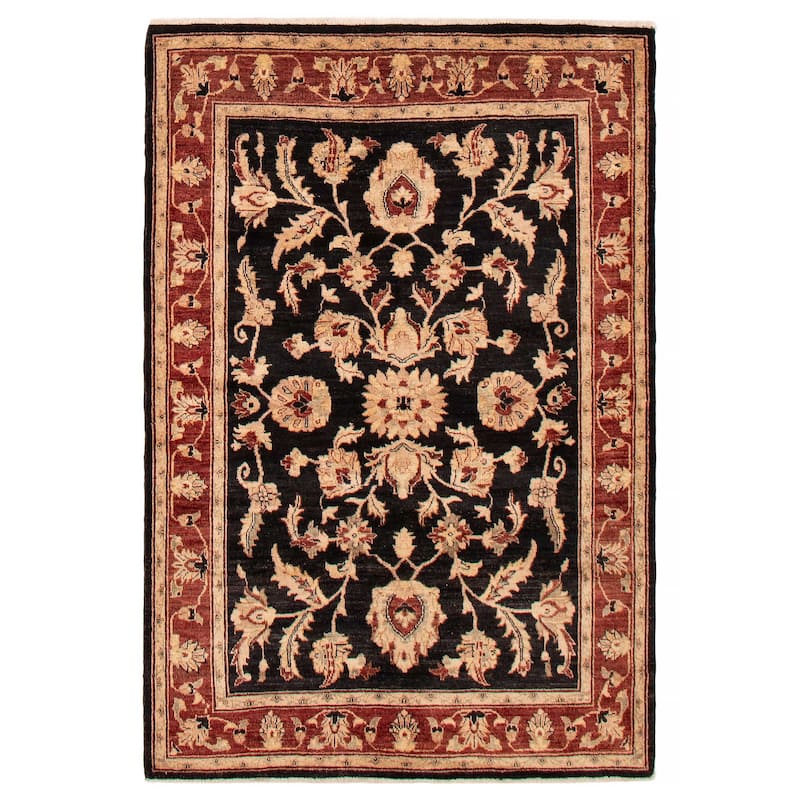 ECARPETGALLERY Hand-knotted Chobi Finest Black Wool Rug - 4'9 x 7'0 - Black - 4'9 x 7'0