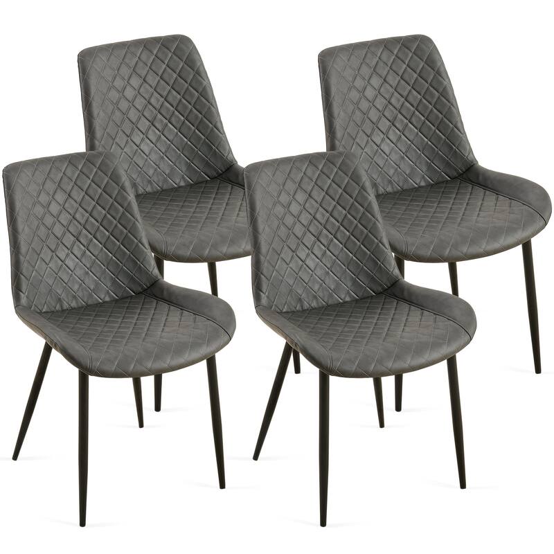 Mid-Century Modern Dining Chairs with Upholstered Seats and High Backs, for Kitchens and Living Rooms, 4-Piece Set, Dark Gray