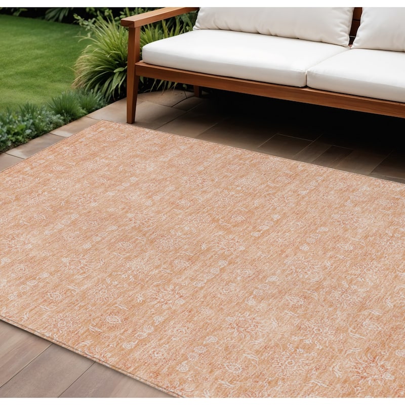 HomeRoots Floral Transitional Rectangle Outdoor Rug - 9' X 12'