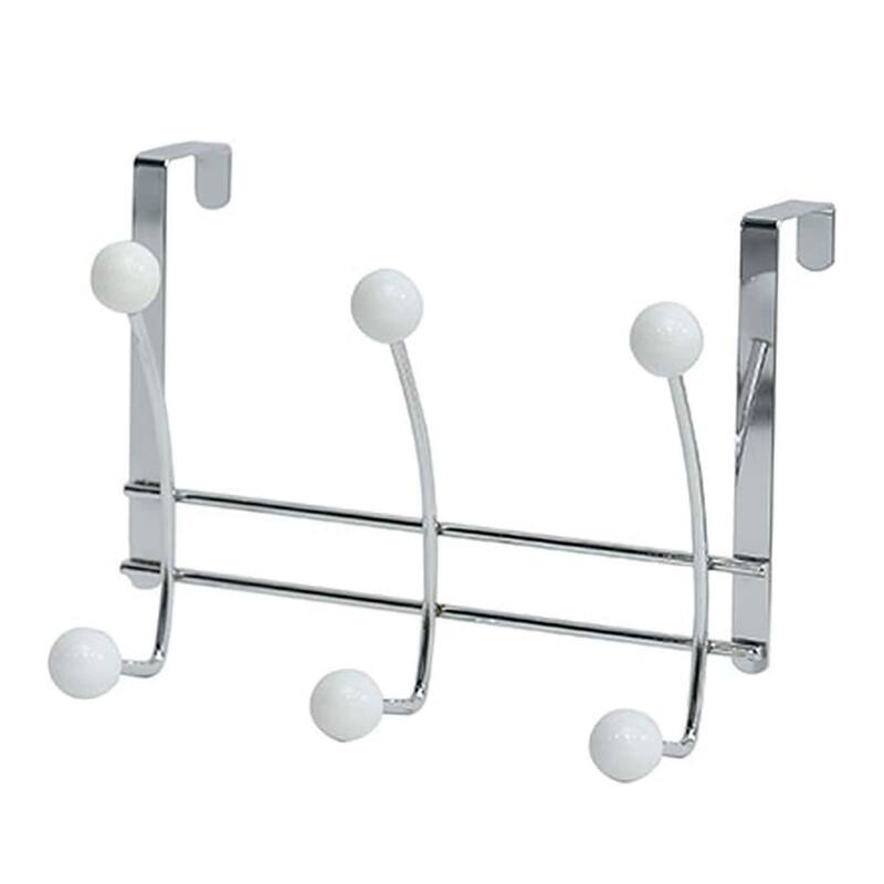 Over The Door Hook Rack with 6 Ball Ends - 10.5 L x 4 D x 7.5 H